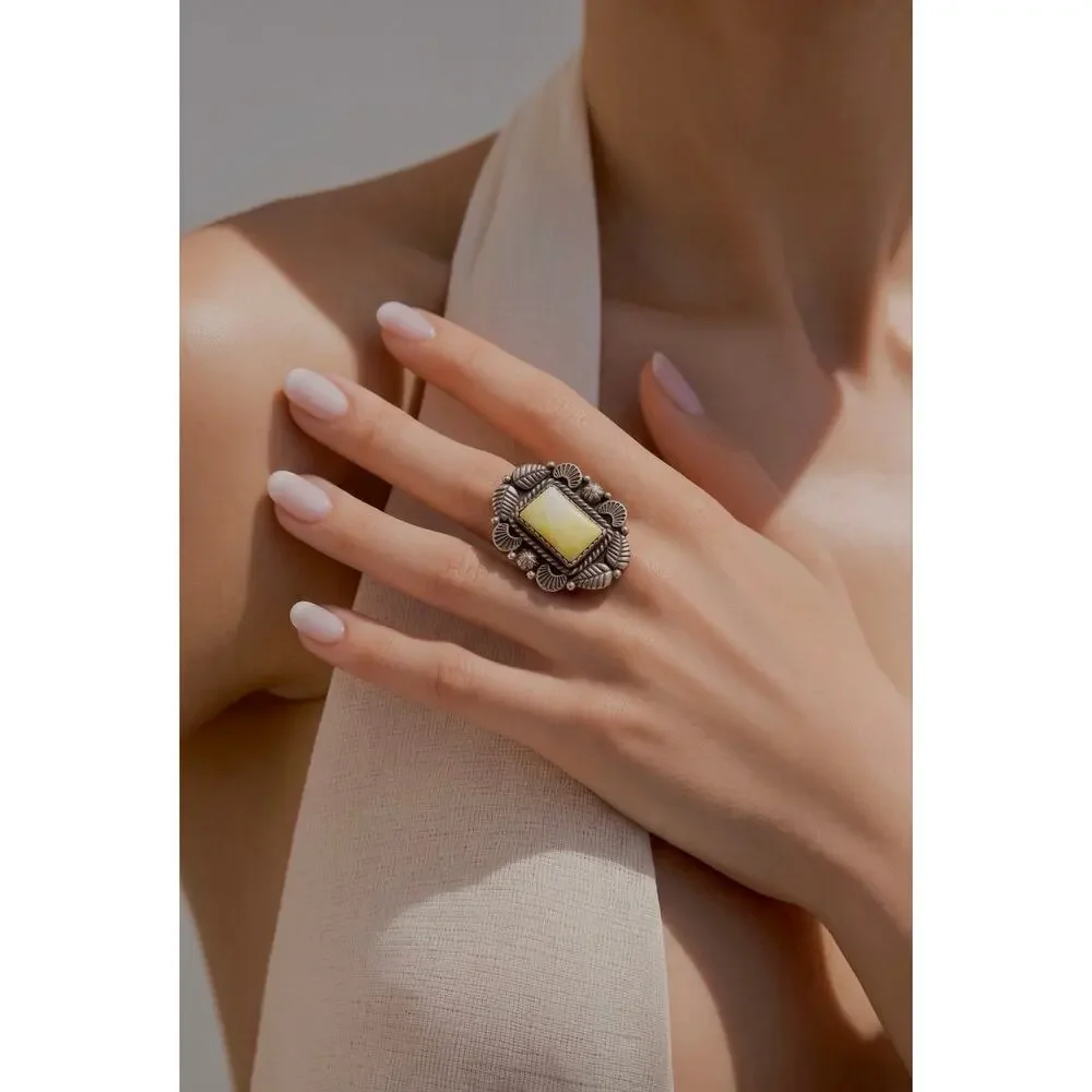 Handmade One-of-a-Kind Paloma Turquoise Ring (Variscite) Adjustable fits 6-10